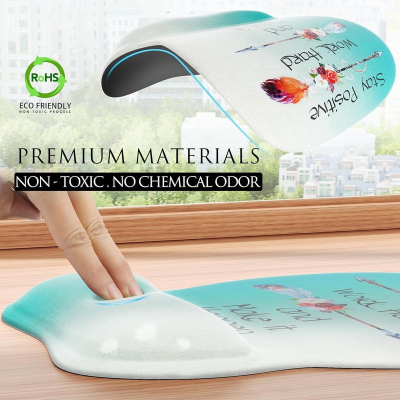 MROCO Ergonomic Mouse Pad with Gel Wrist Rest, Comfortable Mousepad with Smooth Wrist Support Surface and Non-Slip PU Base for Pain Relief, Computer, Laptop, Office & Home, 9.4 x 8.1 in, Feather Arrow - Image 5