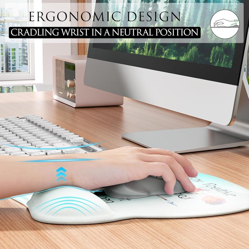 MROCO Ergonomic Mouse Pad with Gel Wrist Rest, Comfortable Mousepad with Smooth Wrist Support Surface and Non-Slip PU Base for Pain Relief, Computer, Laptop, Office & Home, 9.4 x 8.1 in, Feather Arrow - Image 4