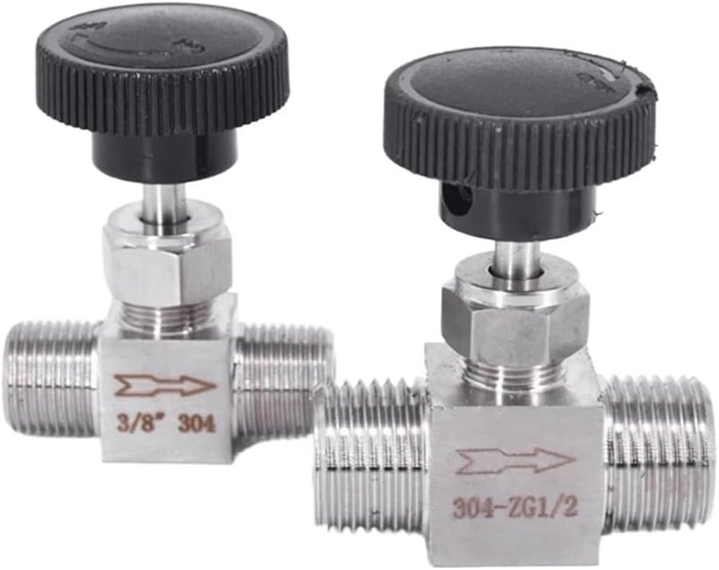 3 8 بوصة BSP ذكر صمام إبرة 304 فولاذ مقاوم للصدأ تحكم في التدفق للماء والغاز والنفط - Image 1