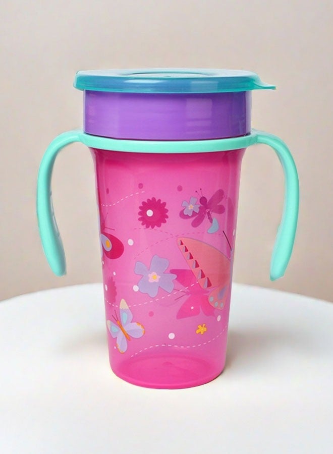 Sharpdo Baby 360° Trainer Cup with Lid, Spill Proof and Leak Proof Cup with Handle for Infant, Water Bottle,  Baby Drinking Cup for Boys and Girls, 300ml - Image 1