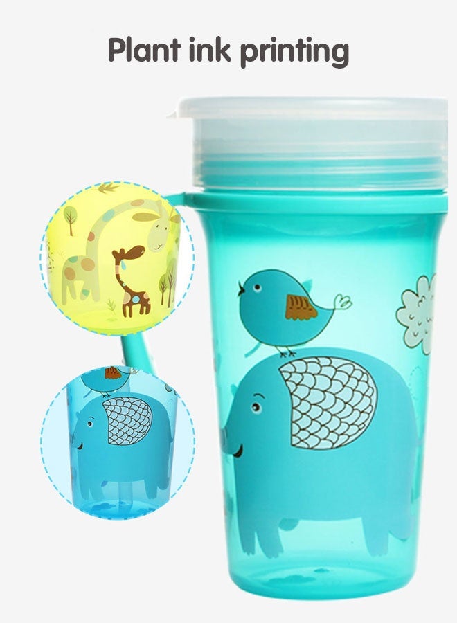 Sharpdo Baby 360° Trainer Cup with Lid, Spill Proof and Leak Proof Cup with Handle for Infant, Water Bottle,  Baby Drinking Cup for Boys and Girls, 300ml - Image 5