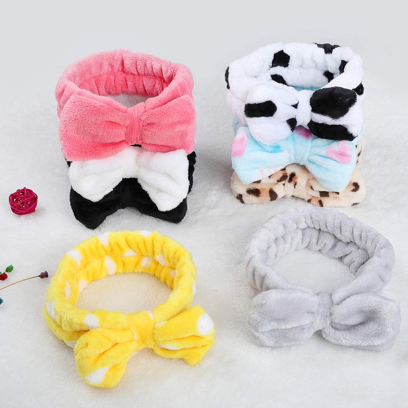Hishexin Stocking Stuffers for Teen Girls, 8 Pack Bow Spa Skincare Headband for Washing Face, Christmas Gifts Spa Party Favors Bulk Gifts for Teens Girls - Image 5