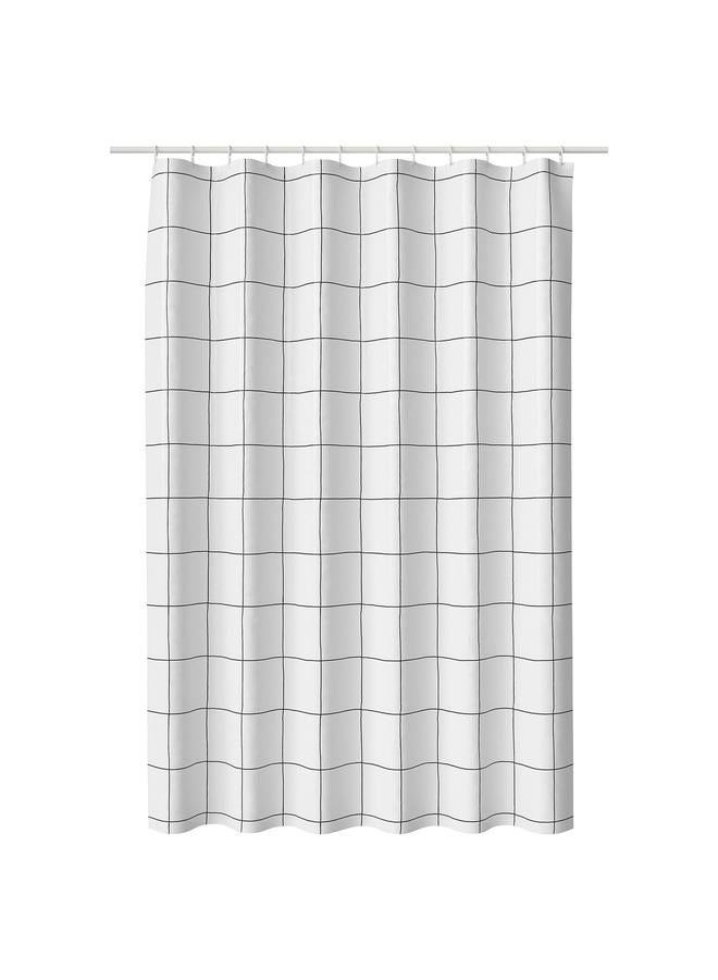erorex Shower curtain, white/check, 180x200 cm - Image 1