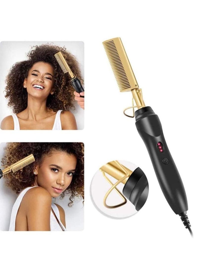 2 in 1 Hot Comb Straightener Electric Hair Straightener Hair Curler Wet Dry Use Hair Flat Irons Hot Heating Comb For Hair - Image 3