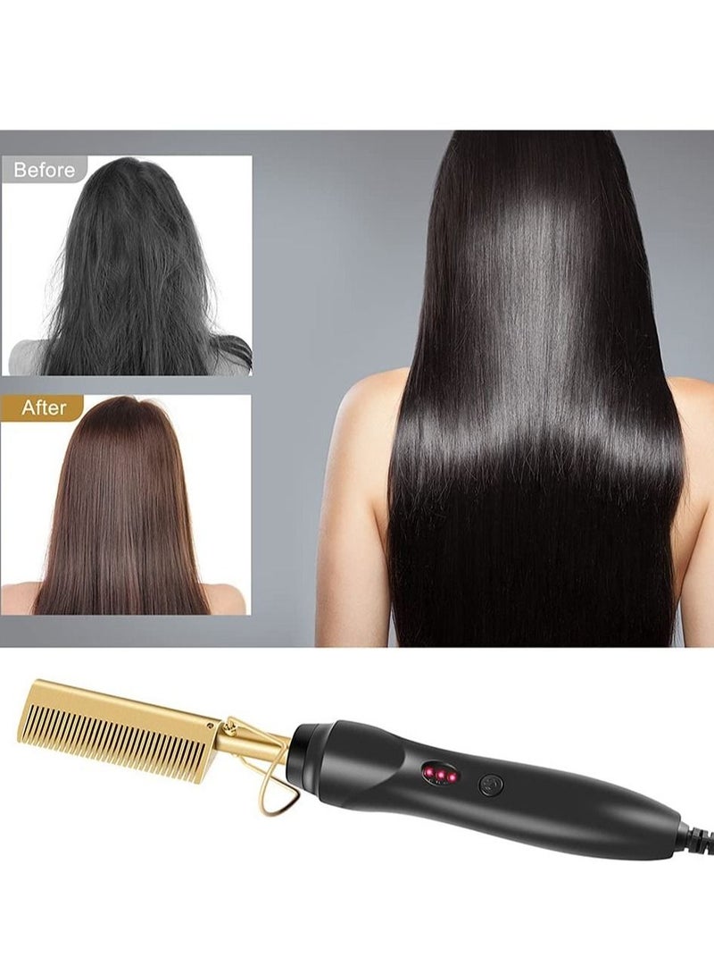 2 in 1 Hot Comb Straightener Electric Hair Straightener Hair Curler Wet Dry Use Hair Flat Irons Hot Heating Comb For Hair - Image 2