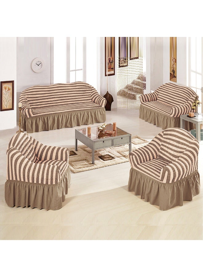 Sofa Cover 4-Pieces Set of 7-Seater (3+2+1+1) Super Stretchable Anti-Wrinkle Slip Resistant Furniture Protector - Image 1