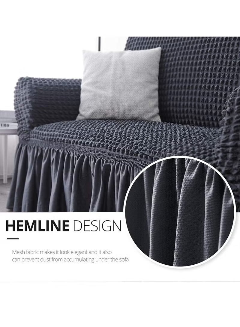 Sofa Cover 4-Pieces Set of 7-Seater (3+2+1+1) Super Stretchable Anti-Wrinkle Slip Resistant Furniture Protector - Image 5
