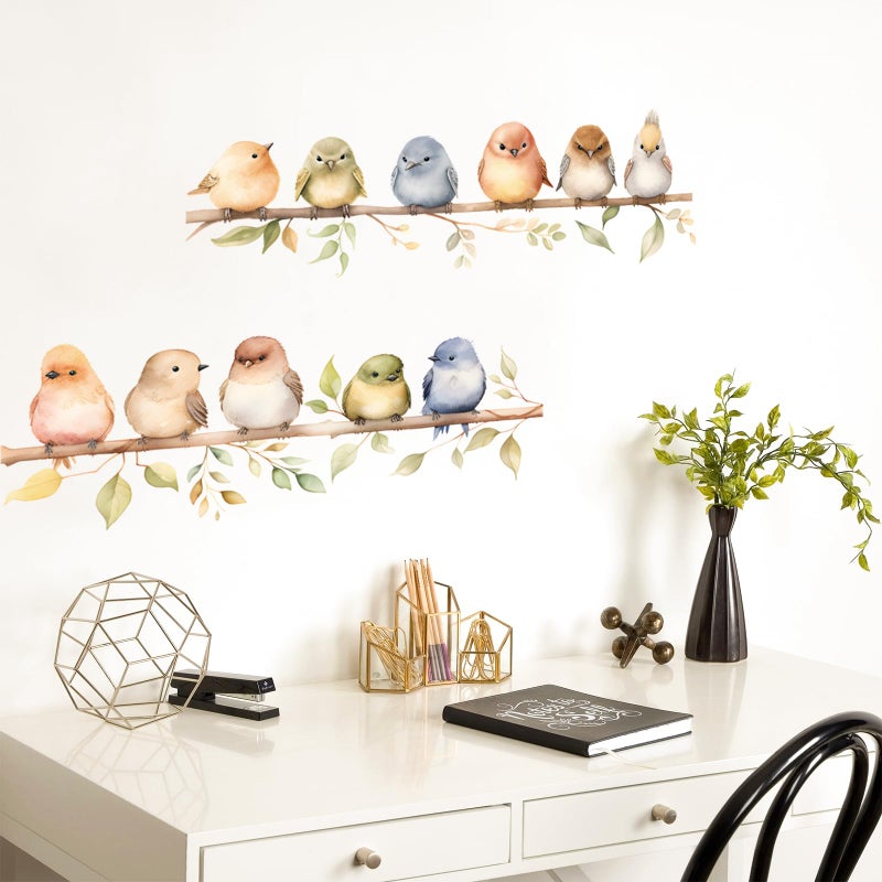 DILIBRA Colorful Bird on The Branch Wall Stickers, Peel and Stick Creative Bird Wall Decals, DIY Vinyl Art Murals for Nursery Kids Bedroom Living Room Classroom Preschool Playroom - Image 3