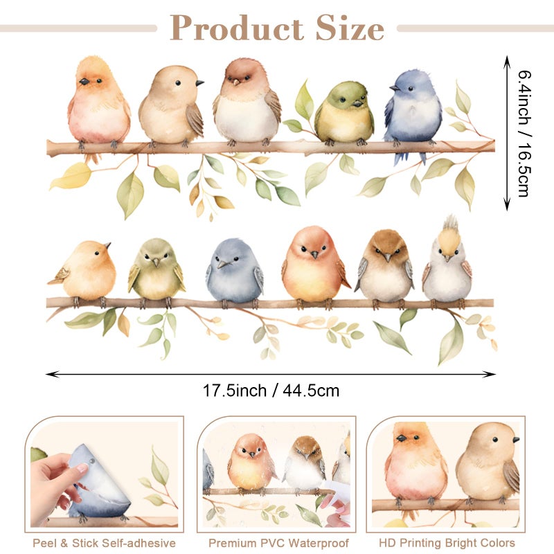 DILIBRA Colorful Bird on The Branch Wall Stickers, Peel and Stick Creative Bird Wall Decals, DIY Vinyl Art Murals for Nursery Kids Bedroom Living Room Classroom Preschool Playroom - Image 4
