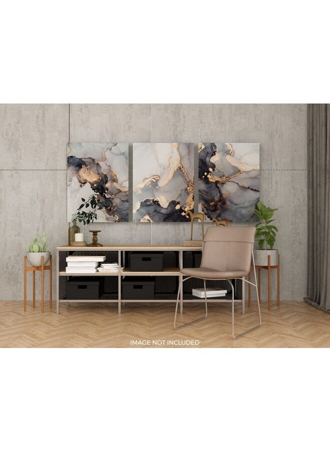 Home Gallery - Set Of 3 Grey Golden Art Marble Texture Abstract - Image 1
