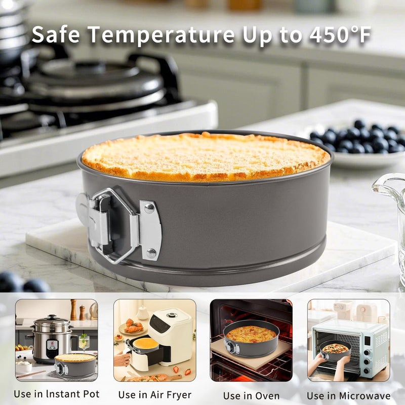 Yumatouch Springform Cake Pans Set 8, 9,10 Inch Heart Pan Round Cake Pan Square Baking Nonstick Cheesecake Pans Springform Pans with 100 Pcs Piping Bags, 16 Pcs Nozzles, 3 Pcs Scrappers - Image 5