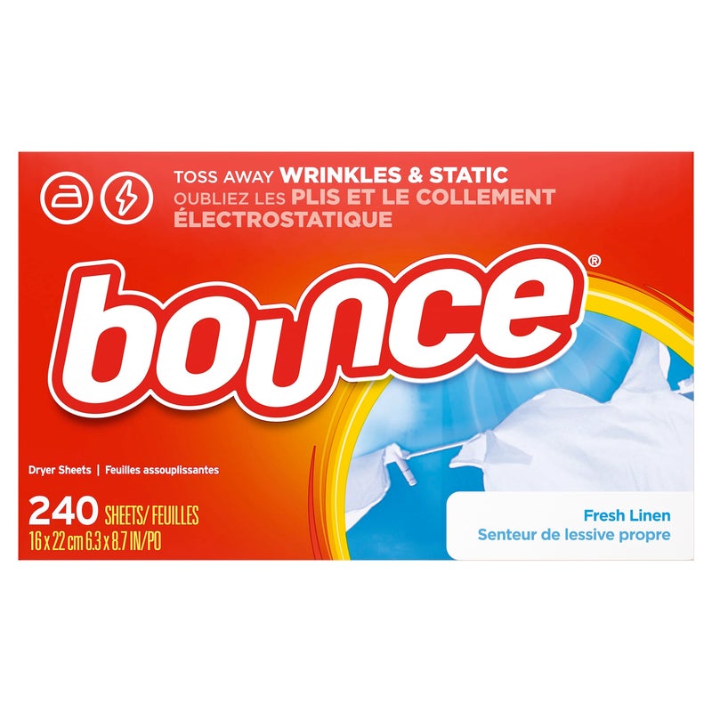 Bounce Fabric Softener Sheets, Fresh Linen Scent, 240 Count - Image 1