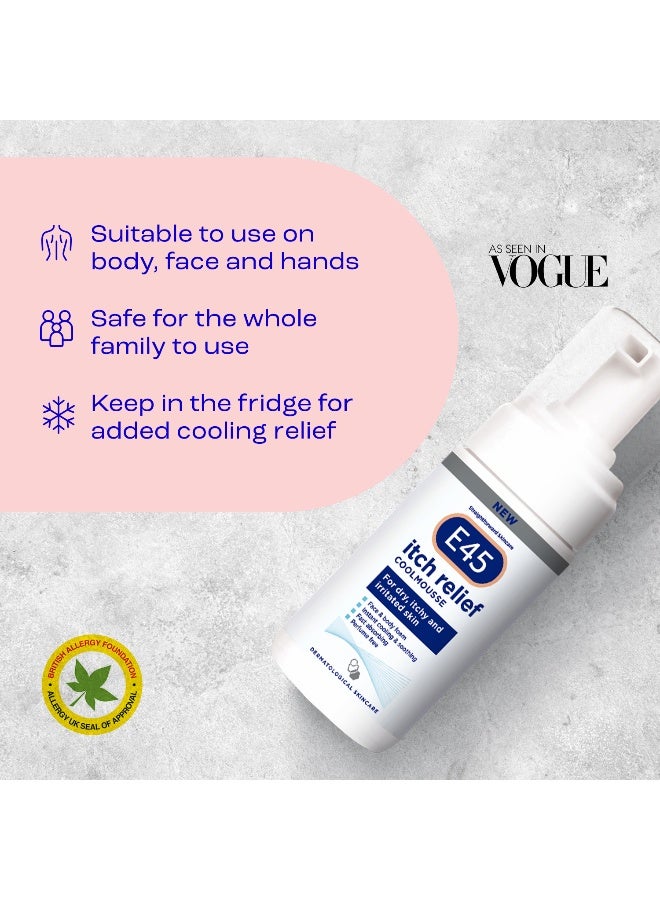 E45 Itch Relief Coolmousse 100ml – Face and body foam for Dry Skin, Itchy Skin and Irritated Skin - Cooling foam to soothe itchy skin - Perfume-Free - Image 1