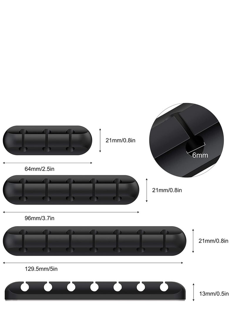 تي نيوفون مشابك كابلات سوداء، منظم أسلاك، إدارة الكابلات، منظمات كابلات، حامل كابل USB، منظم أسلاك، مشابك أسلاك، 3 حزم من أشرطة الكابلات للمكتب والسيارة والمنزل والمكتب (7، 5، 3 فتحات) - Image 2