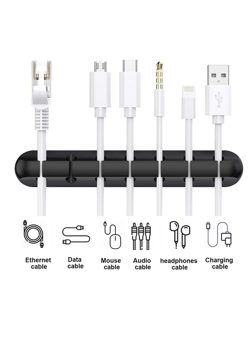 تي نيوفون مشابك كابلات سوداء، منظم أسلاك، إدارة الكابلات، منظمات كابلات، حامل كابل USB، منظم أسلاك، مشابك أسلاك، 3 حزم من أشرطة الكابلات للمكتب والسيارة والمنزل والمكتب (7، 5، 3 فتحات) - Image 3