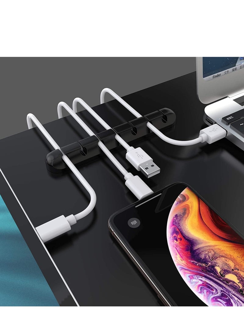 تي نيوفون مشابك كابلات سوداء، منظم أسلاك، إدارة الكابلات، منظمات كابلات، حامل كابل USB، منظم أسلاك، مشابك أسلاك، 3 حزم من أشرطة الكابلات للمكتب والسيارة والمنزل والمكتب (7، 5، 3 فتحات) - Image 5
