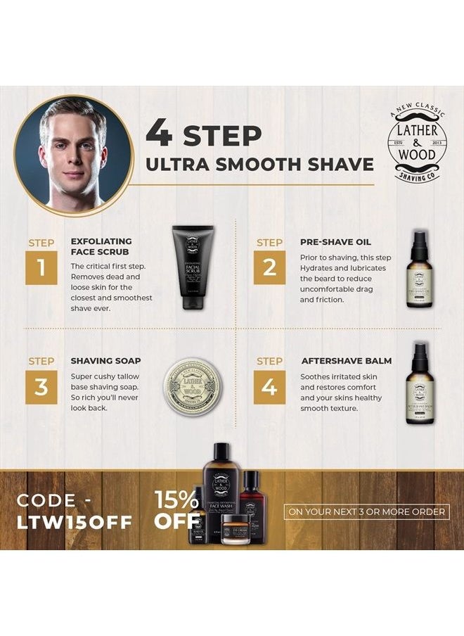 Lather & Wood Shaving Co - Best After-shave Balm, Unscented, Premium Aftershave Lotion, Soothes and Moisturizes Face after shaving, Does Not Dry The Skin, Eliminates Razor Burn For A Silky Smooth Finish ... - Image 1