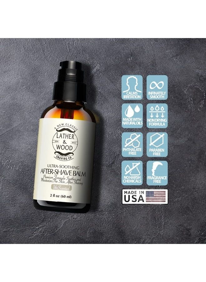Lather & Wood Shaving Co - Best After-shave Balm, Unscented, Premium Aftershave Lotion, Soothes and Moisturizes Face after shaving, Does Not Dry The Skin, Eliminates Razor Burn For A Silky Smooth Finish ... - Image 1