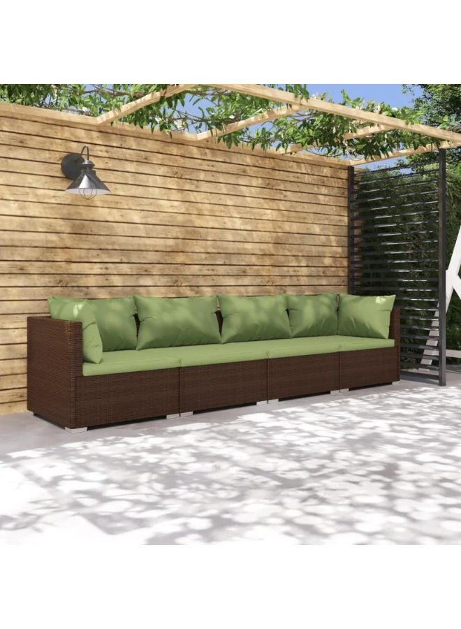 vidaxl vidaXL 4 Piece Garden Lounge Set with Cushions Poly Rattan Brown  - Image 1