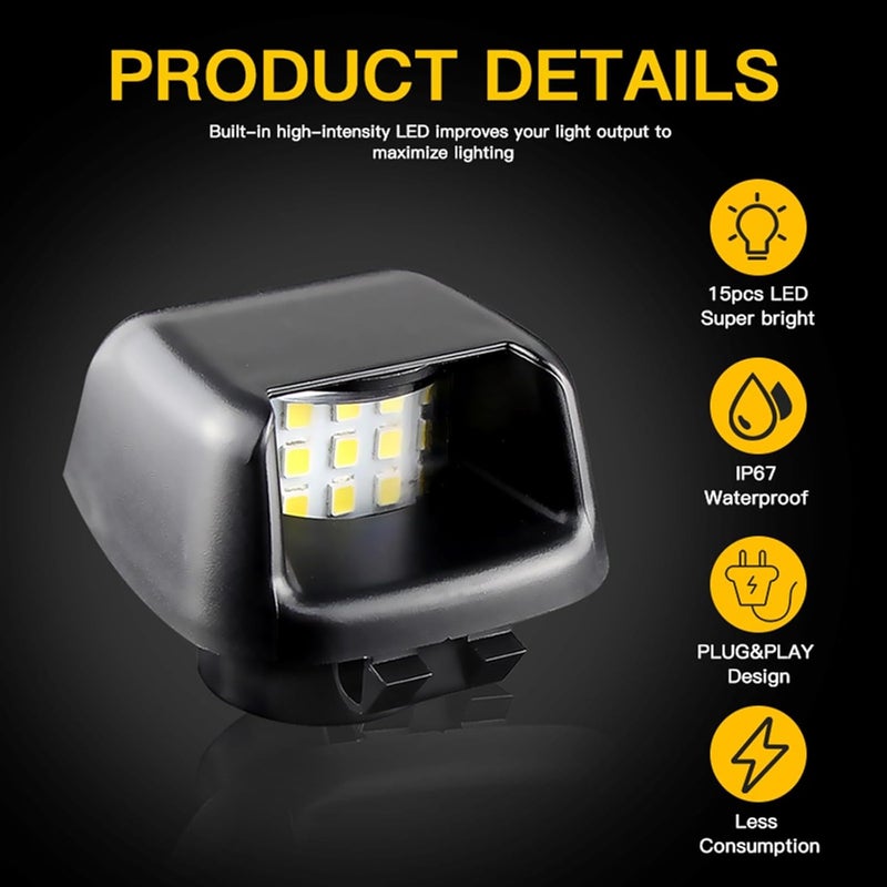 QASULER 2PCS White LED License Plate Lights - Image 5