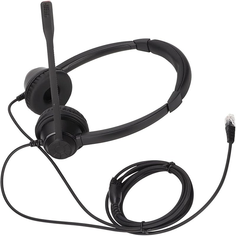 Telephone Headset, Noise Cancelling RJ9 Headset Multifunctional Binaural Corded Telephone Earpiece Built in HD Microphone for VOIP Phone Landline - Image 1