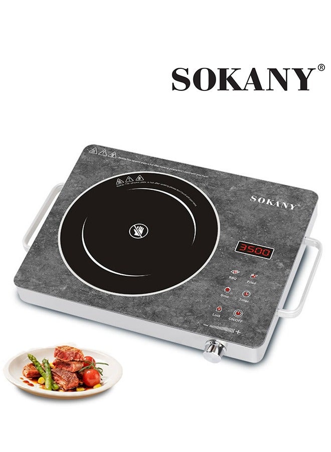 sokany Portable Ceramic Cooktop Infrared Hot Plate,3500W Countertop Burner with Child Safety Lock,Adjustable Temperature Setting,Touch Control & Knob,Timer,Overheat Protection,Works with All Cookware,SK-07050 - Image 1