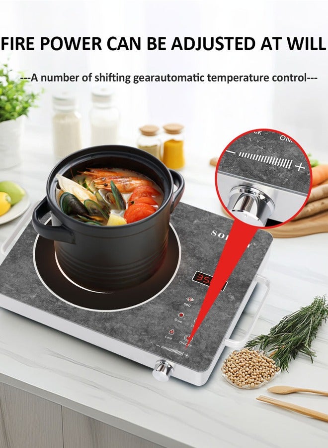 sokany Portable Ceramic Cooktop Infrared Hot Plate,3500W Countertop Burner with Child Safety Lock,Adjustable Temperature Setting,Touch Control & Knob,Timer,Overheat Protection,Works with All Cookware,SK-07050 - Image 2