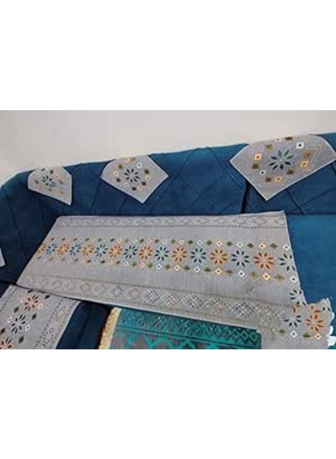 طقم بياات نجمه ركNIAS لون رصاصي يكفي ركنه 4 متر و قد 2 كنبه كل أغاني قطعه 2م و 6 مناديل الأصلي مزيج القطن والبوليستر - Image 1