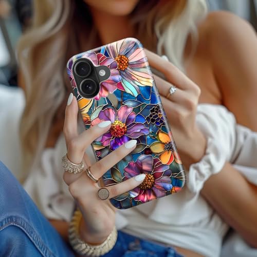 Goodon for iPhone 16 Case Cute - Compatible with Magsafe - Dual-Layer Hard Shell & Silicone Cover - Protective Phone Case with Wildflower Designs for Women - Vibrant Defined Blossoms - Image 4