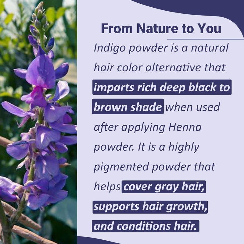 minature Mi Nature Indigo Leaf Powder 227g 8oz Pure Herbal Tint for Dark Hair Color Natural Tinctoria Powder Indigofera Tinctoria - Image 2