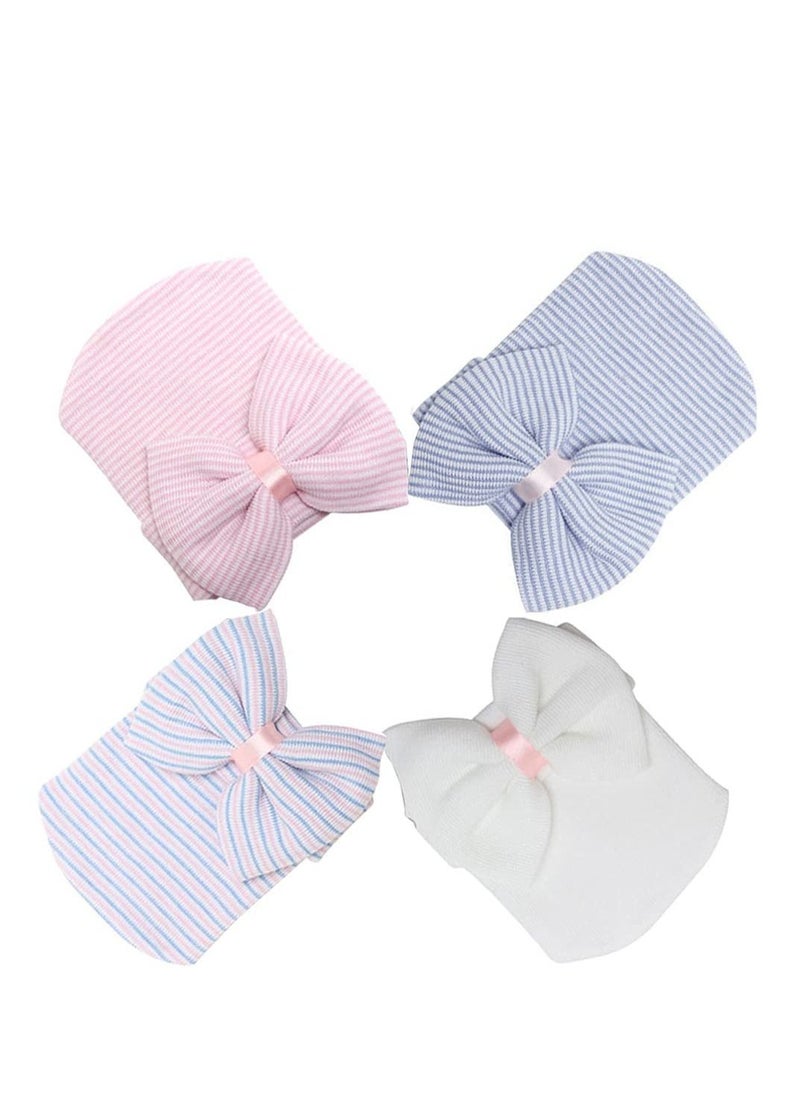 Newborn Hat, Newborn Infant Baby Hospital Hat Cap with Bow Knot Nursery Beanie Soft, Blue, White, Pink 4 Pack, First Hat Knit Caps for Baby Girls Boys - pzsku/Z8C140E66025ED202D17DZ/45/_/1688025082/0790f5cc-d07f-421c-a438-086365ce5de7