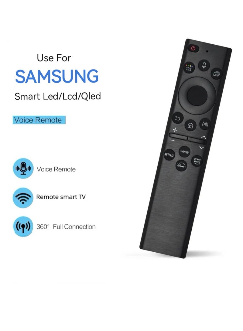 جهاز تحكم عن بُعد شمسي بديل BN59-01385A مع وظيفة الصوت لتلفزيون سامسونج الإطار، مزود بتقنية بلوتوث وخلايا شمسية قابلة لإعادة الشحن، متوافق مع تلفزيونات سامسونج الذكية 4K Ultra HD من سلسلة Neo LED لعام 2021-2023، باللون الأسود. - Image 1