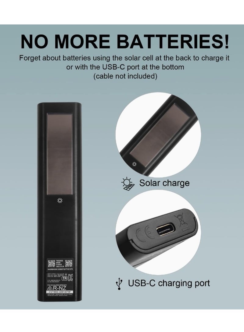 جهاز تحكم عن بُعد شمسي بديل BN59-01385A مع وظيفة الصوت لتلفزيون سامسونج الإطار، مزود بتقنية بلوتوث وخلايا شمسية قابلة لإعادة الشحن، متوافق مع تلفزيونات سامسونج الذكية 4K Ultra HD من سلسلة Neo LED لعام 2021-2023، باللون الأسود. - Image 3