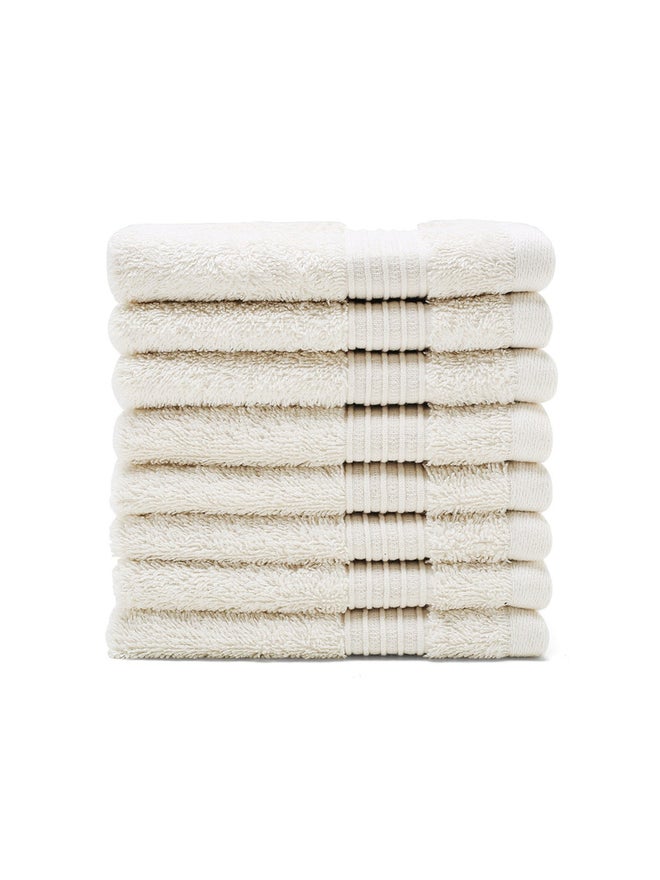 FIELDCREST 8-Piece Plain Towel Pack Of Wash Cloth 33X33Cm 500 Gsm Ivory - Image 1