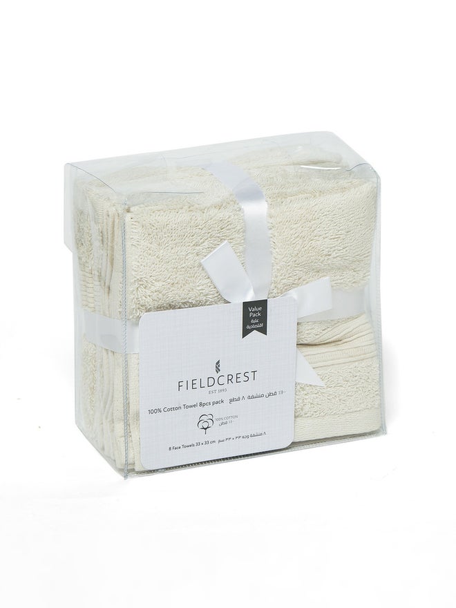 FIELDCREST 8-Piece Plain Towel Pack Of Wash Cloth 33X33Cm 500 Gsm Ivory - Image 5