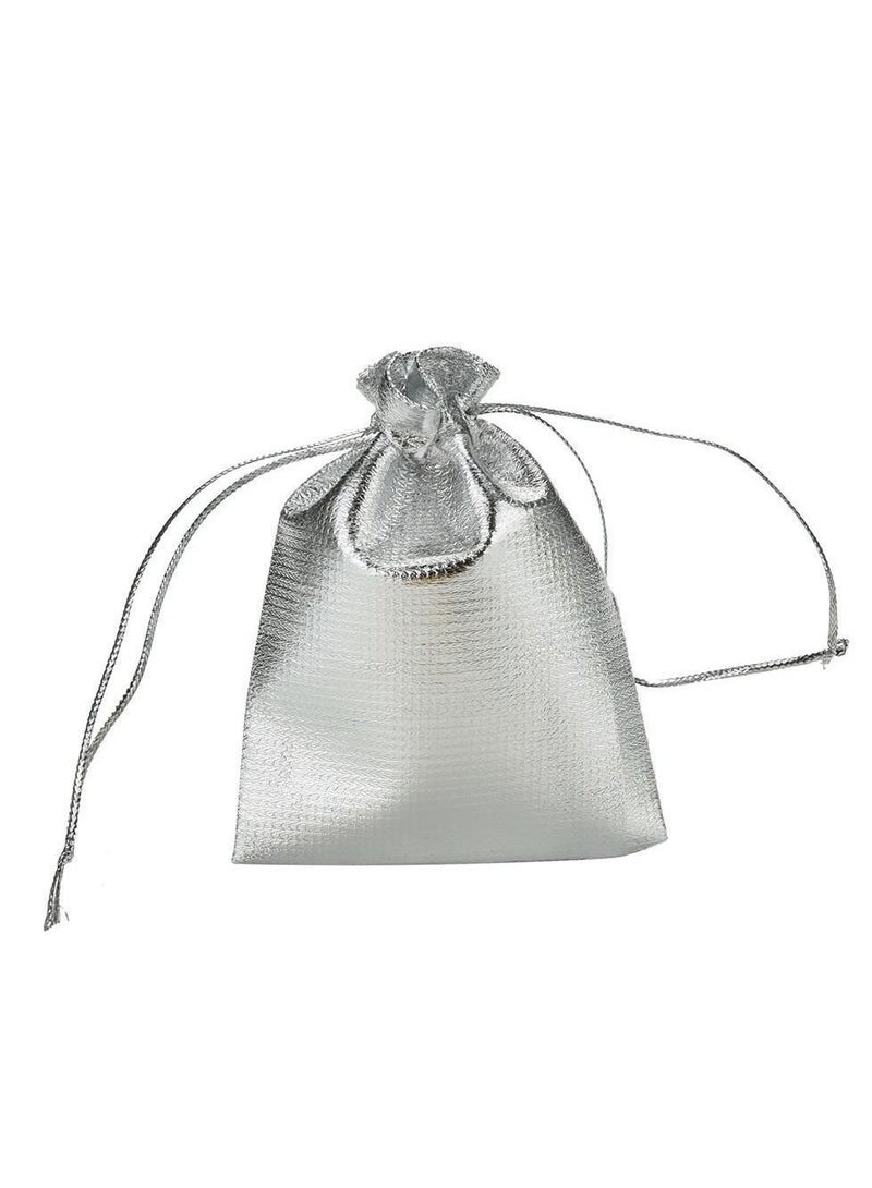 Y&D 100 PCS 3X4 inches Drawstring Satin Bags Mixed Gold Silver Jewelry Wedding Party Marbles Coins Pouches Bag (100 pcs Mix Silver)  - Image 4