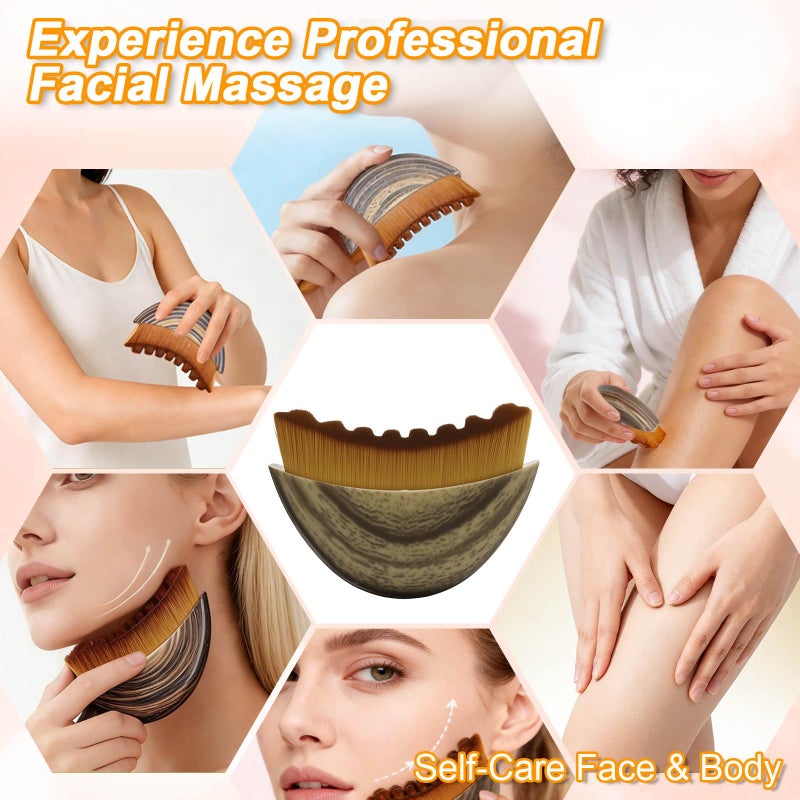 seeykey 2 Pack Lymphatic Contour Face Brush, Manual Lymphatic Drainage Massager, Ergonomic Facial Cleansing Brush Fit Skin Precisely for Chin Jawline Sculpting, Relieve Fatigue, Portable Gua Sha Alternative - Image 5