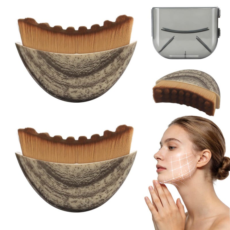 seeykey 2 Pack Lymphatic Contour Face Brush, Manual Lymphatic Drainage Massager, Ergonomic Facial Cleansing Brush Fit Skin Precisely for Chin Jawline Sculpting, Relieve Fatigue, Portable Gua Sha Alternative - Image 1