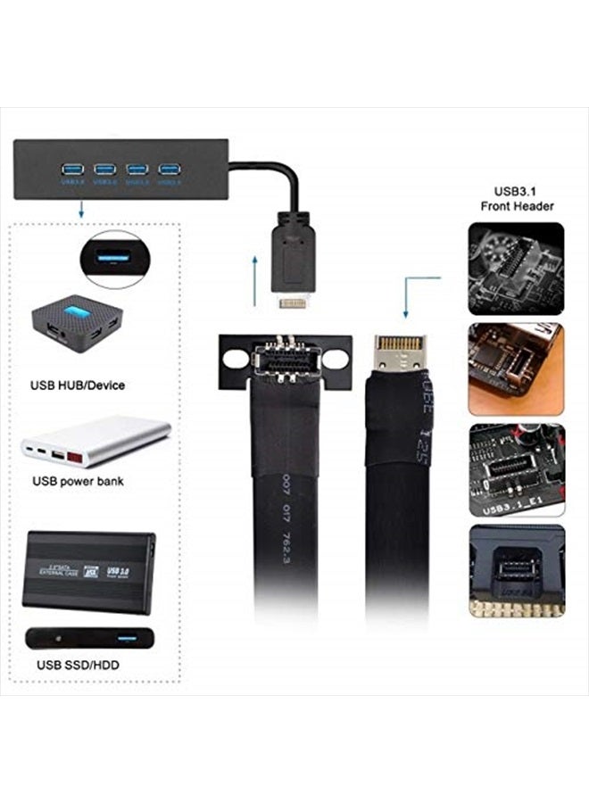 Chenyang كابل بيانات تمديد اللوحة الأم USB 3.1 ذكر إلى أنثى نوع E 50 سم - Image 2