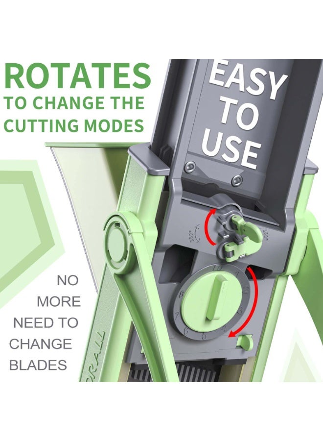 زينوكسيتي مفرمة وتقطيع خضروات متعددة الوظائف - ماندولين من الفولاذ المقاوم للصدأ قابل للتعديل للبطاطس والبصل والجزر وغيرها - آمنة وعالية السعة وسهلة التنظيف مع وعاء وشفرات - Image 4