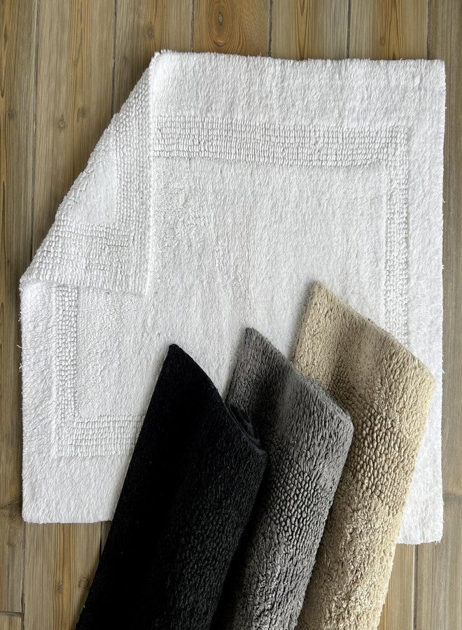 KEMA Bathroom Rugs 17"x24", Cotton Reversible Bath Mat for Bathroom Ultra Soft Plush Bath Rugs Water Absorbent Quick Dry Thick Floor Mats for Shower, Restroom, Bedroom, Kitchen (White) - Image 3
