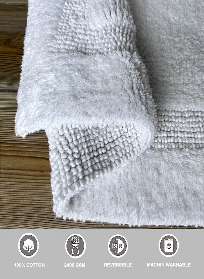 KEMA Bathroom Rugs 17"x24", Cotton Reversible Bath Mat for Bathroom Ultra Soft Plush Bath Rugs Water Absorbent Quick Dry Thick Floor Mats for Shower, Restroom, Bedroom, Kitchen (White) - Image 4