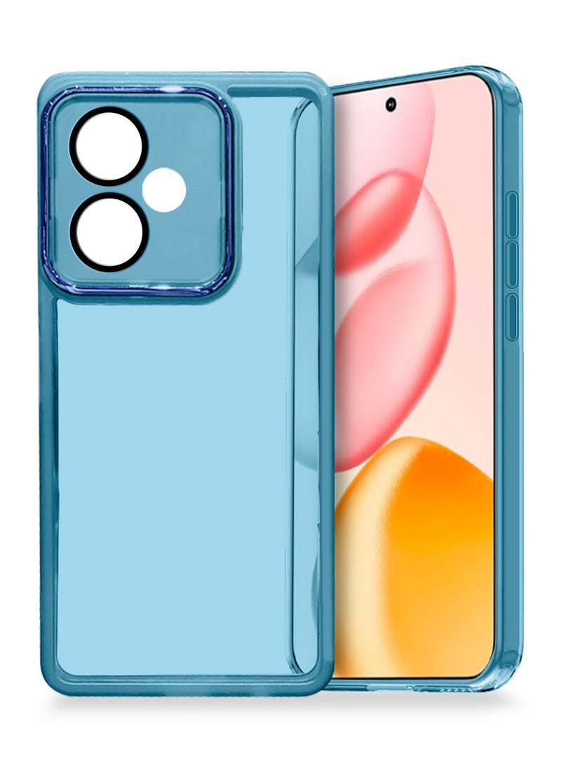 Wtech Honor 400 5G 2025 Soft Transparent TPU Camera Lens Protection Silicone Ultra Thin Phone Stylish Electroplated Camera Border Back Case Cover - Blue  - Image 1