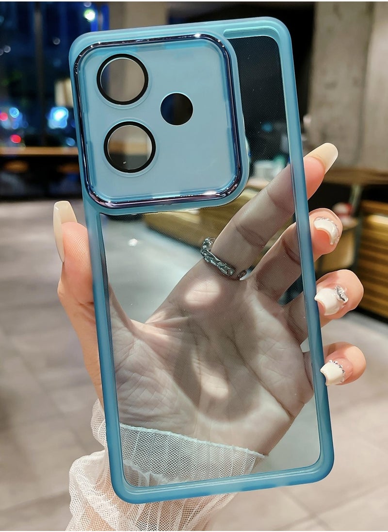 Wtech Honor 400 5G 2025 Soft Transparent TPU Camera Lens Protection Silicone Ultra Thin Phone Stylish Electroplated Camera Border Back Case Cover - Blue  - Image 2