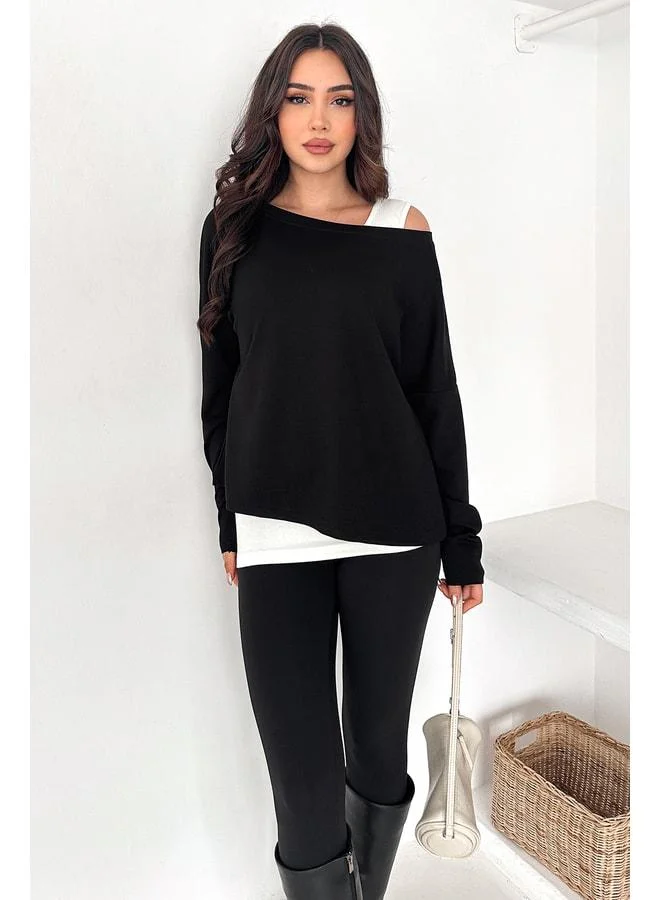 Noa Noa Women's Drop-Shoulder Long-Sleeve Top – Noir Layer