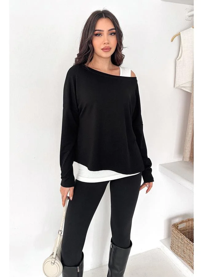 Noa Noa Women's Drop-Shoulder Long-Sleeve Top – Noir Layer