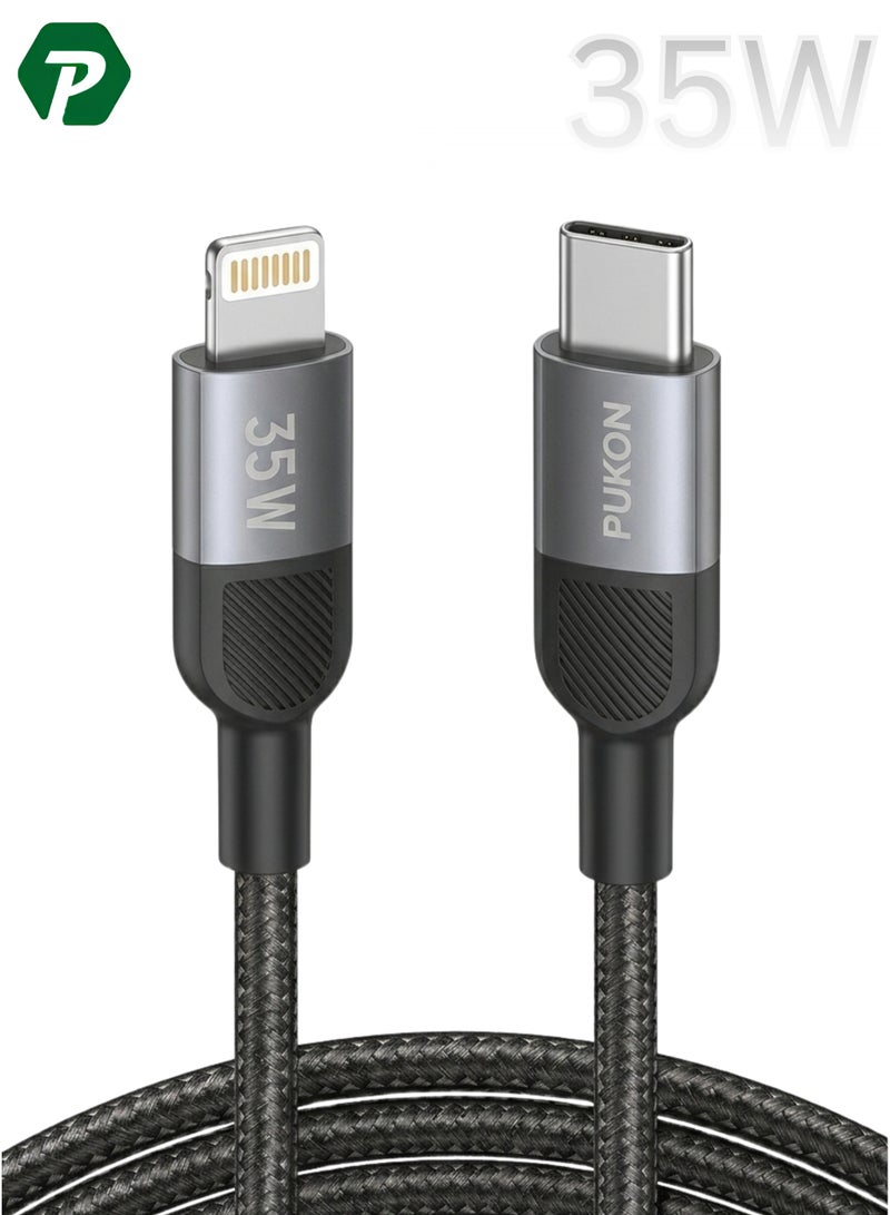 Pukon 35W Lightning to USB-C Fast Charging Cable – PD Fast Charge & High-Speed Data Sync Cord Compatible with iPhone 14 Pro Max, iPhone 14, iPhone 13, iPhone 12, iPhone 11, iPhone XS Max, XR, iPhone SE, iPad, AirPods – Durable Charging Cable for Home, Office, Travel & Car Use - Image 1