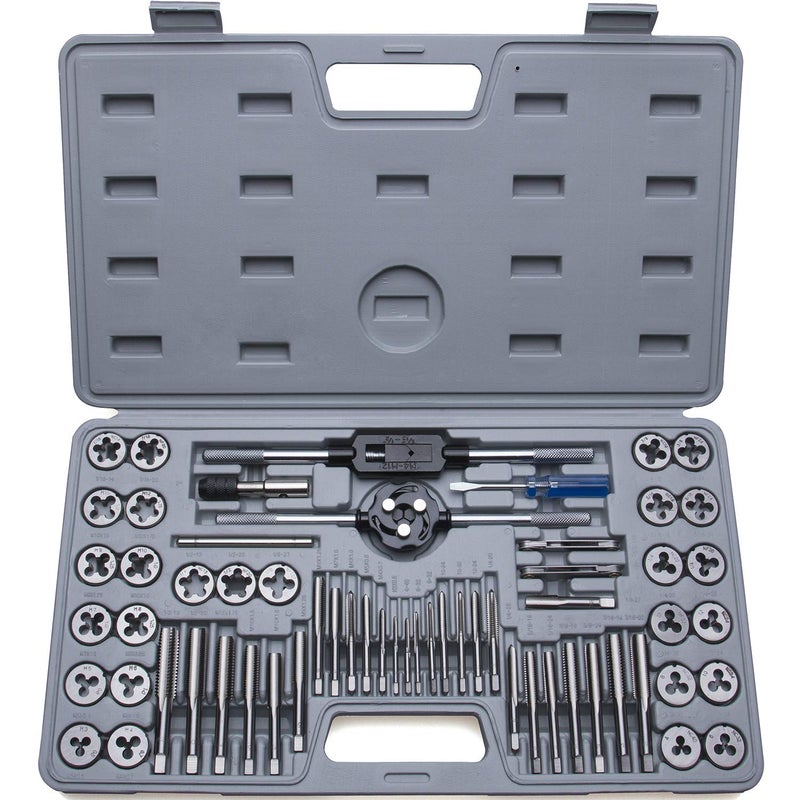EFFICERE 60-Pc Master Tap and Die Set - Include SAE Inch Size #4 to 1/2â€ and Metric Size M3 to M12, Coarse and Fine Threads | Essential Threading Rethreading Tool Kit with Complete Accessories and Storage Case - Image 2