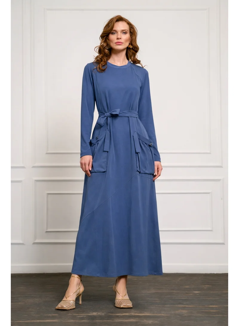 MissWhence  Silk-Poplin Utility Maxi Dress - Indigo for Women | Best Price UAE