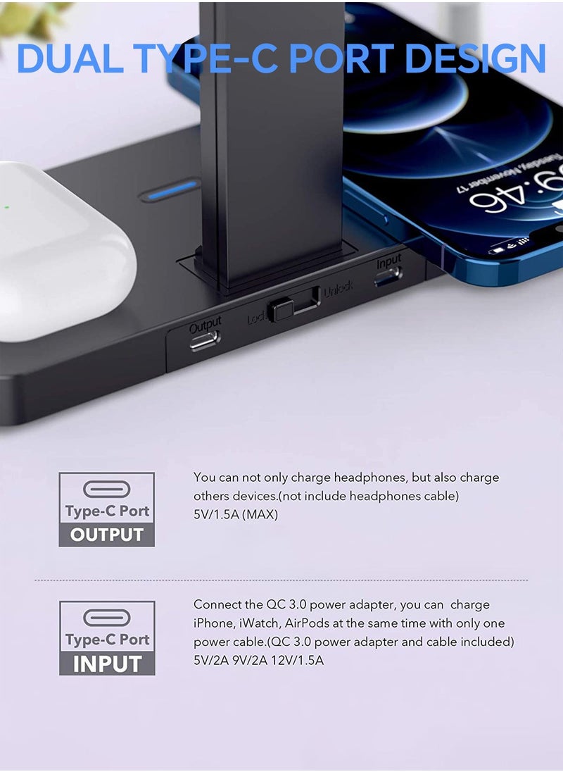 LEOKOR - 4-in-1 Headphone Stand,Desk Gaming Headset Holder with Wireless Charger and Type c Ports,Suitable for Gamer Desktop Table Game Earphone Accessories - Image 1